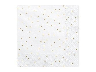 SERWETKI 33x33cm BIAŁE W KROPKI ZŁOTE