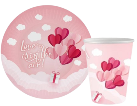 ZESTAW SERDUSZKA TALERZYKI+KUBECZKI RÓŻOWE 