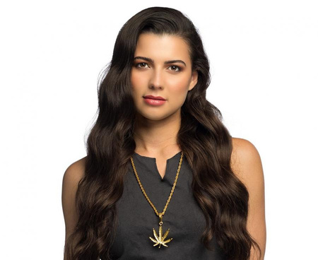 NASZYJNIK IMPREZOWY ZŁOTY GANJA MARIHUANA LIŚĆ RAPER HIPHOP JAMAJKA 