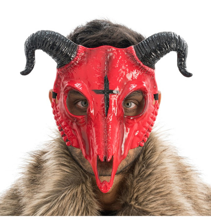 MASKA ROGATA BESTIA CZERWONA HALLOWEEN