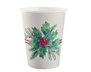 KUBECZKI PAPIEROWE ŚWIĄTECZNY BUKIET 270 ML 10 SZT
