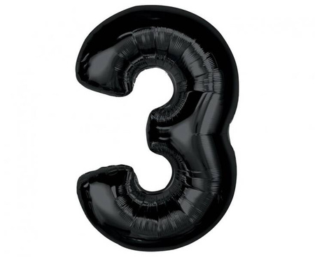 BALON FOLIOWY CYFRA 3 CZARNA 92 CM