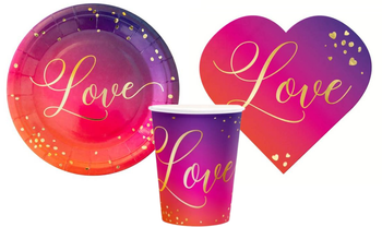 ZESTAW LOVE TALERZYKI+KUBECZKI+SERWETKI WALENTYNKI