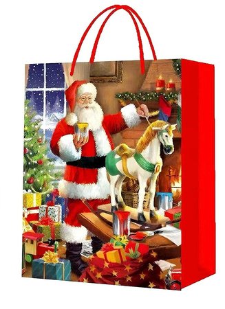TOREBKA PREZENTOWA ŚWIĘTY MIKOŁAJ BROKATOWA 26 X 32 X 10 CM