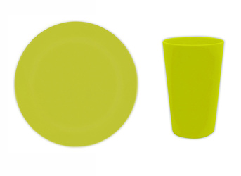 ZESTAW KUBECZKI+TALERZYKI WIELORAZOWE LIMONKOWE
