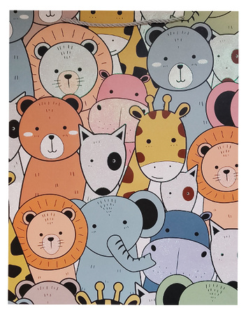 TORBA PREZENTOWA ZWIERZĄTKA SAFARII 31 X 40 X 12 CM 