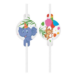 SŁOMKI PAPIEROWE SAFARI DŻUNGLA 4 SZT.