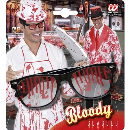 OKULARY MORDERCY ZAKRWAWIONE CZARNE HALLOWEEN 