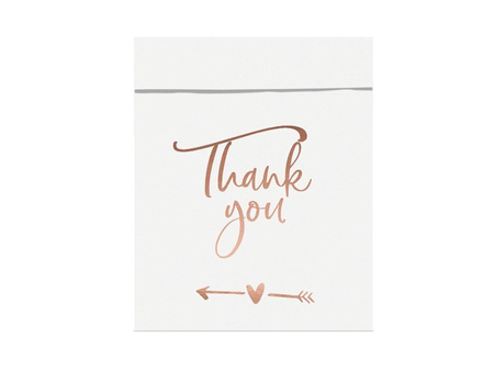 Torebki na słodycze Thank you, różowe złoto, 13x14cm (1 karton / 50 op.) (1 op. / 6 szt.)