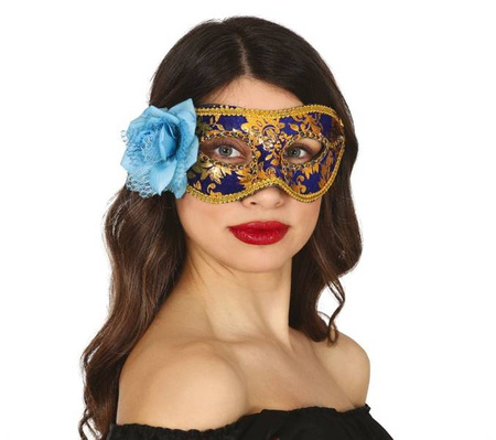 MASKA WENECKA NIEBIESKO-ZŁOTA