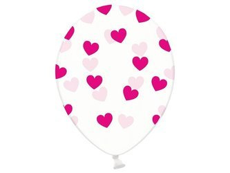 BALONY 30cm, PRZEJRZYSTE FIOLETOWE SERCA 6 szt.