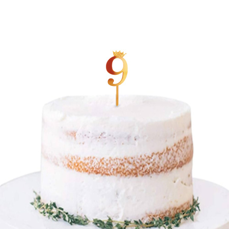 TOPPER NA TORT CYFERKA 9 ZŁOTA 11 CM