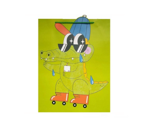 TORBA PREZENTOWA ZIELONA KROKODYL BROKAT 26 X 32 X 10 CM