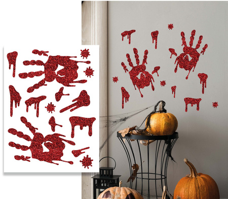 DEKORACJA NAKLEJKI ŚLADY KRWI BROKATOWE