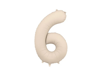 BALON FOLIOWY 6 CYFRA  86 CM JASNY BEŻ