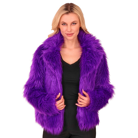 KURTKA DAMSKA FIOLETOWA WŁOCHATA