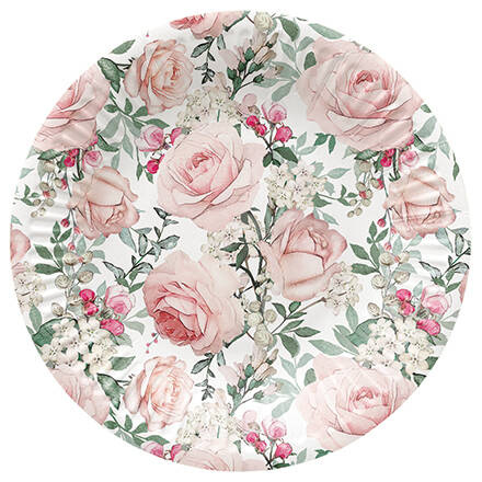 TALERZE TALERZYKI PAPIEROWE RÓŻE 18 CM 8 SZT 