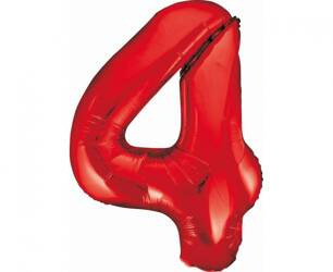 BALON FOLIOWY CYFRA 4 CZERWONA 85 CM