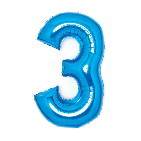 BALON FOLIOWY CYFRA 3 NIEBIESKI 66 CM
