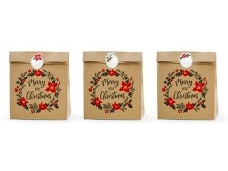 TOREBKI NA PREZENTY MERRY CHRISTMAS KRAFT