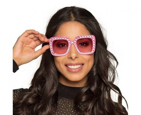 Okulary Bling różowe z błyszczącymi kryształkami impreza karnawał
