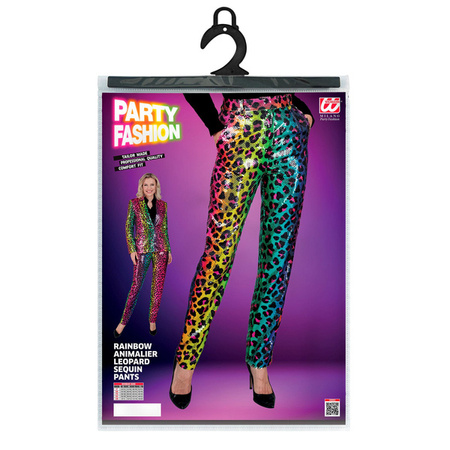 SPODNIE DAMSKIE CEKINOWE KOLOROWE PANTERKA