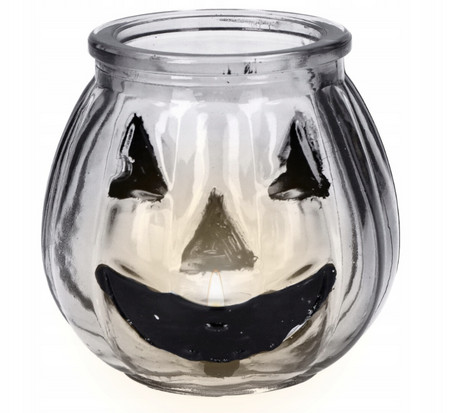 ŚWIECZNIK SZKLANY PRZEZROCZYSTY DYNIA 8 CM