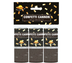 TUBA Z KONFETTI 11 CM ZŁOTE 3 SZT.