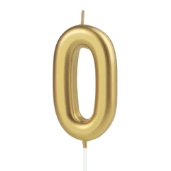 ŚWIECZKA URODZINOWA CYFRA 0 ZŁOTA 10 CM