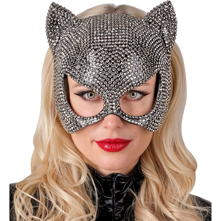 MASKA KOTA SREBRNA Z DIAMENCIKAMI