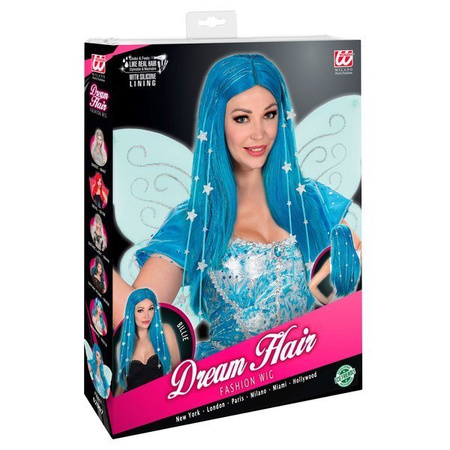 PARRUCCA DREAM HAIR FATA CON FILI DI LAME', STELLE E FODERA IN SILICONE in scatola PVC a colori