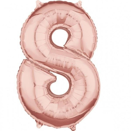 BALON FOLIOWY CYFRA 8 JASNY RÓŻ 66 CM