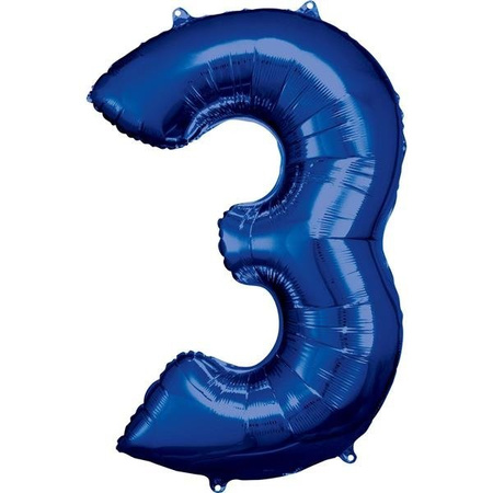 BALON FOLIOWY CYFRA 3 NIEBIESKI 88 CM