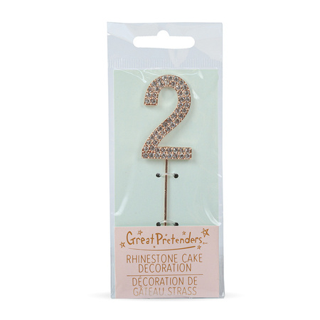 TOPPER NA TORT LICZBA 2 , METALOWY , SREBRNY 10 cm