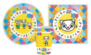 ZESTAW KICIA KOCIA TALERZYKI KUBECZKI SERWETKI