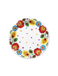 TALERZYKI PAPIEROWE HAFT ŁOWICKI 18 CM 8 SZT.