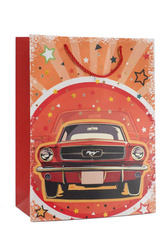 Torba prezentowa Motoryzacja retro czerwona 32x26x12 cm