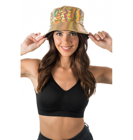 KAPELUSZ BUCKET ZŁOTY HOLO