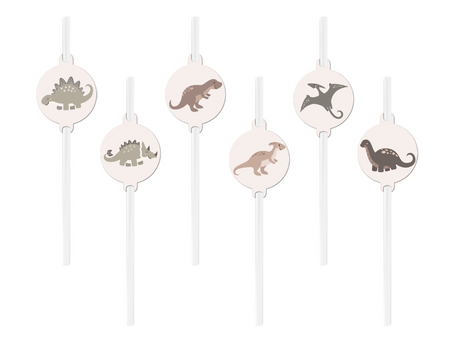 SŁOMKI PROSTE URODZINOWE DINOZAURY 6 SZT