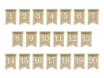 JUTOWE NUMERY NA STÓŁ BIAŁY 7X10,5 CM 20 SZT.
