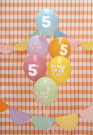 BALONY LATEKSOWE HAPPY BIRTHDAY 30 CM 6 SZT CYFRA 5