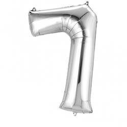 BALON FOLIOWY 55cm x 88cm, CYFRA 7 SREBRNA