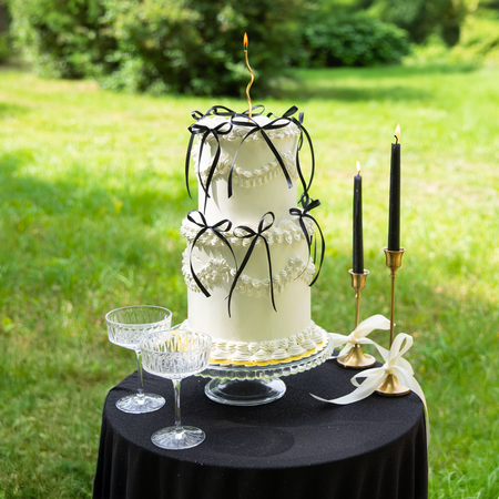 TOPPERY NA TORT KOKARDKI CZARNE DIY 10 SZT 16 CM