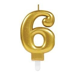 ŚWIECZKA URODZINOWA CYFRA 6 ZŁOTA