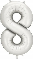 BALON FOLIOWY 8 CYFRA 86 CM SREBRNY