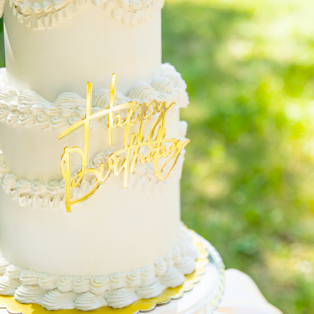 TOPPER NA BOK TORTU HAPPY BIRTHDAY ZŁOTY LUSTRZANY