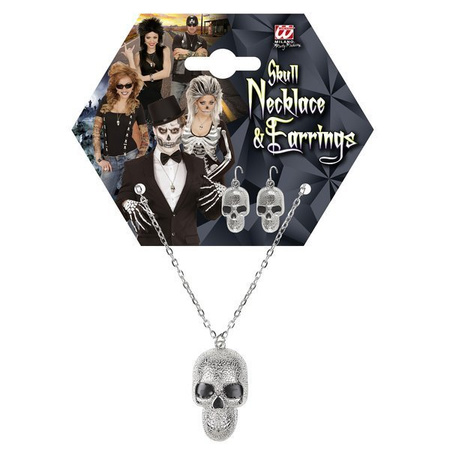 ZESTAW BIŻUTERII CZASZKA SREBRNA 