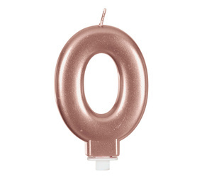 ŚWIECZKA URODZINOWA CYFRA 0 RÓŻOWE ZŁOTO 8 CM