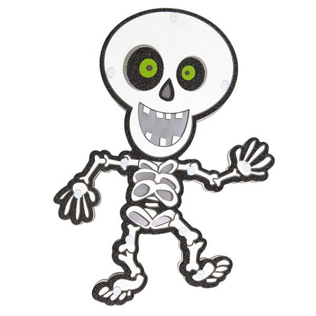 SCHELETRO DECORO PARETE CON 6 LUCI LED MULTICOLORE LAMPEGGIANTI 29x21 cm 