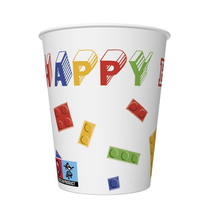 KUBECZKI PAPIEROWE URODZINY KLOCKI 250 ML